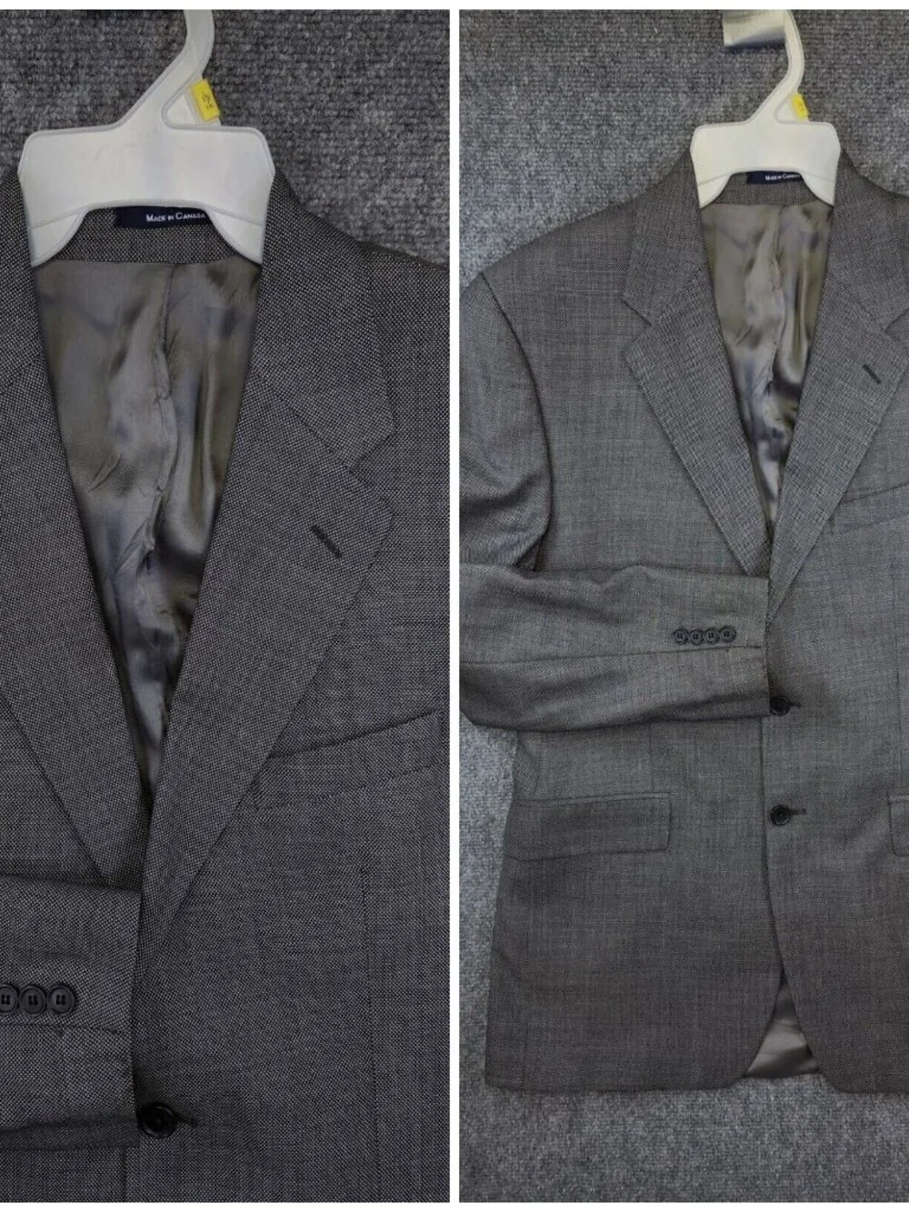 Chaps By Ralph Lauren Gray Blazer 2 Button 95% Wool 5% Cashmere Made In Canada